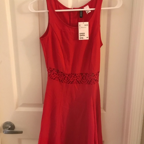 H&M Dresses & Skirts - H&M Red lace skater dress NEW w/ Tags